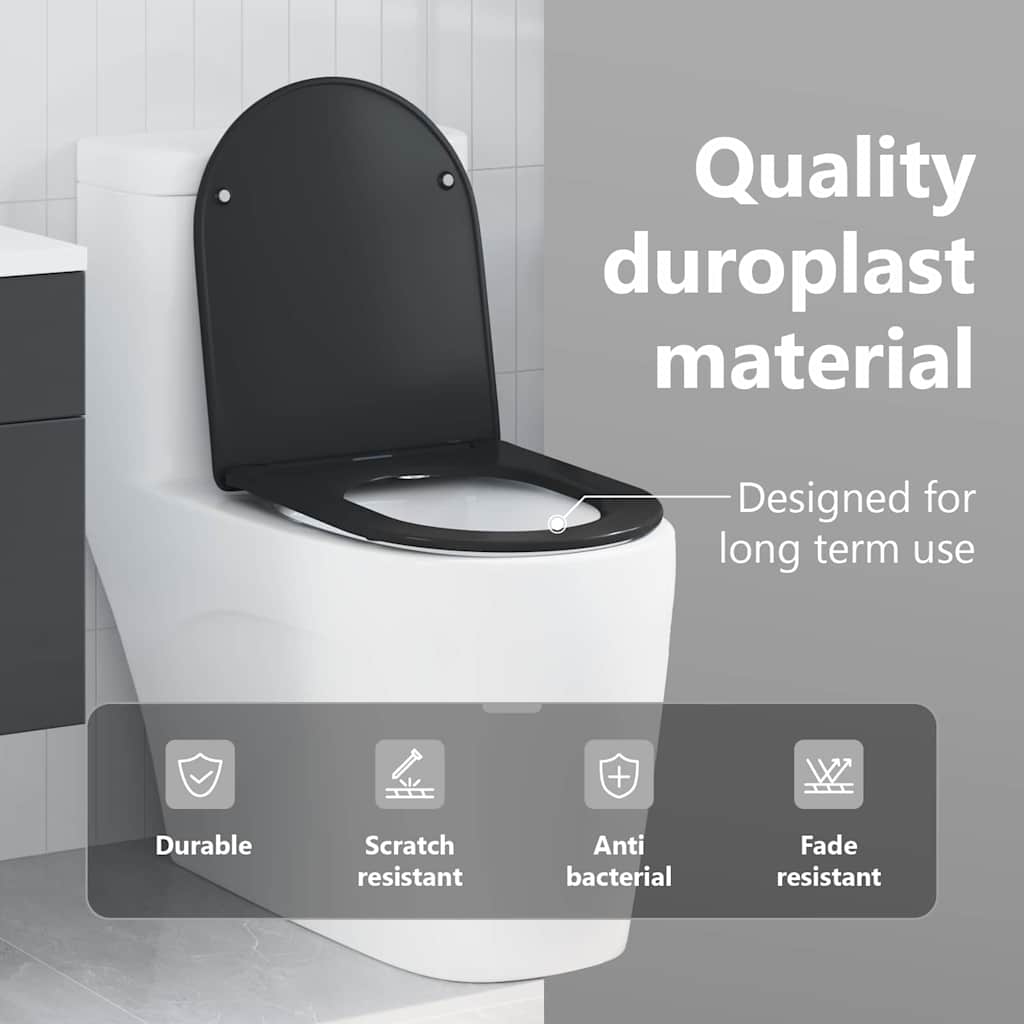 WC ülőke Fekete 47 x 36 x 3,4 cm Duroplast