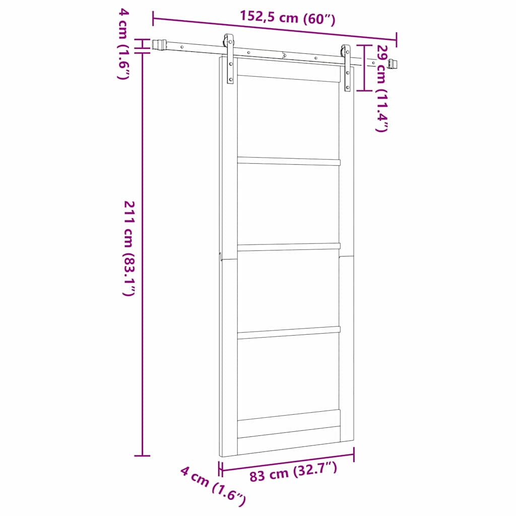 Csúszó ajtó ORKDAL Fehér 83 x 211 cm Tömör fenyőfa és üveg