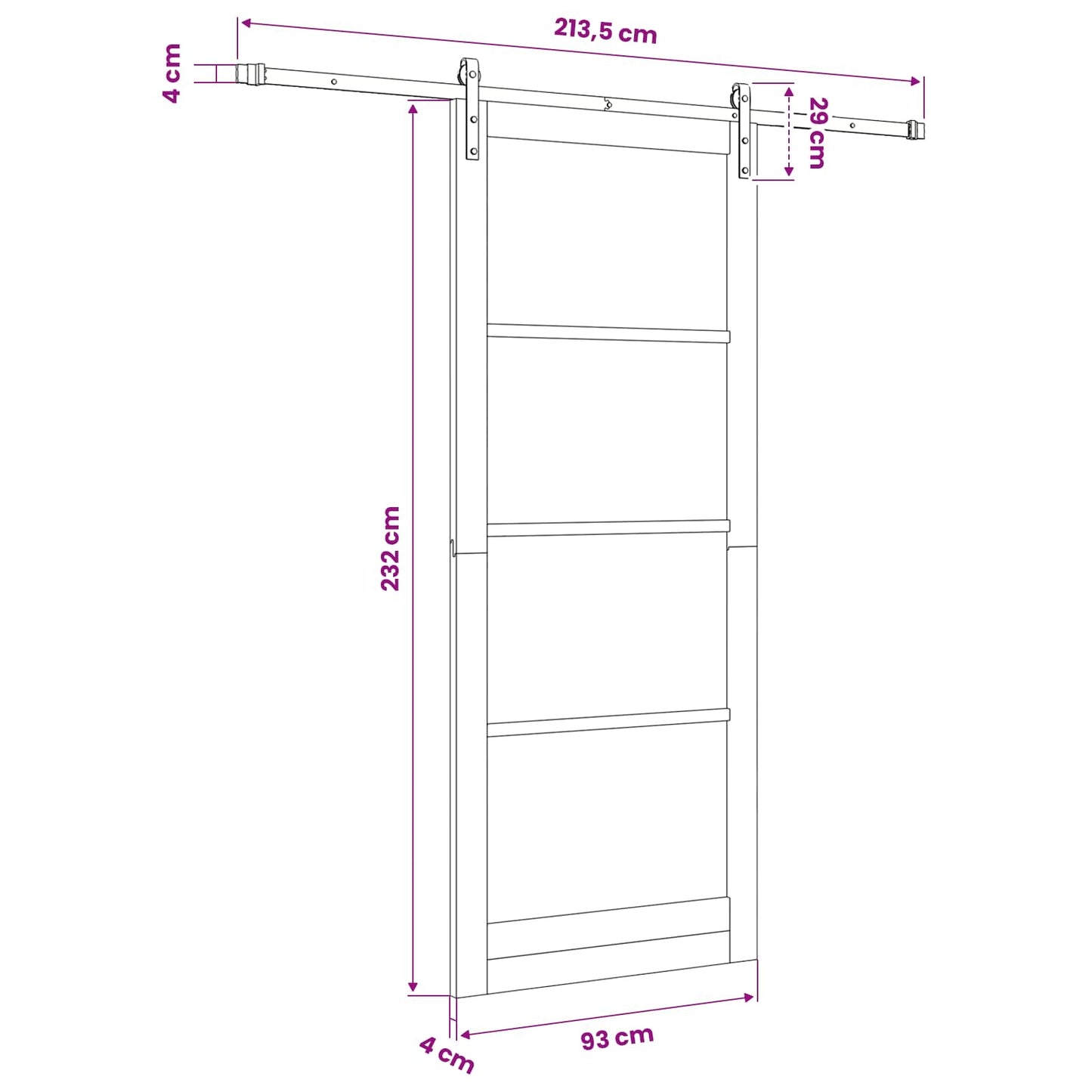 Csúszó ajtó ORKDAL Fehér 93 x 232 cm Tömör fenyőfa és üveg