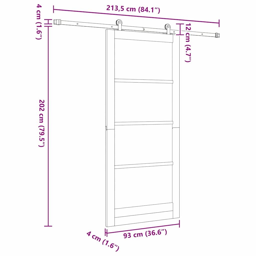 Csúszó ajtó ORKDAL Fehér 93 x 211 cm Tömör fenyőfa és üveg