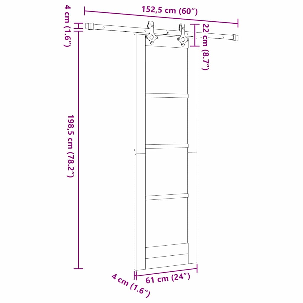 Csúszó ajtó Fehér 61 x 198,5 cm Tömör fenyőfa és üveg