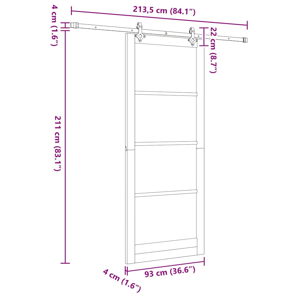 Csúszó ajtó Természetes 93 x 232 cm Tömör fenyőfa és üveg