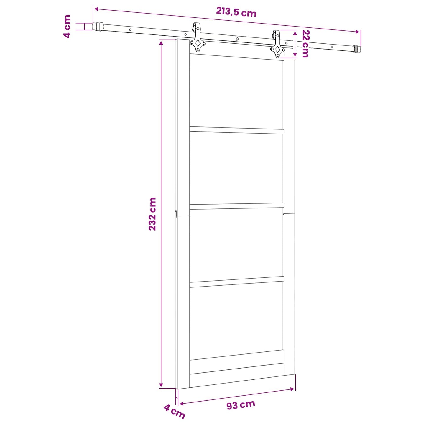 Csúszó ajtó Fehér 93 x 232 cm Tömör fenyőfa és üveg