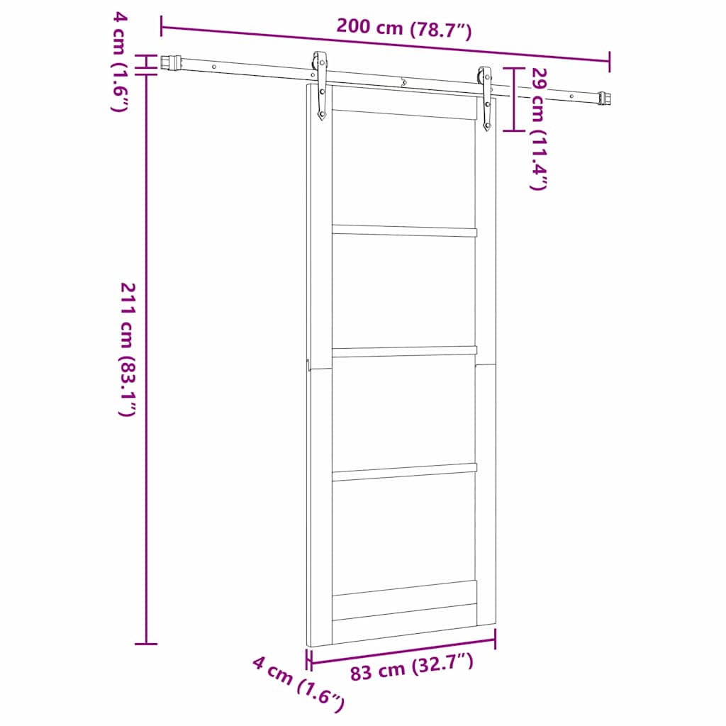 Csúszó ajtó Fehér és fekete 83 x 211 cm Tömör fenyőfa és üveg