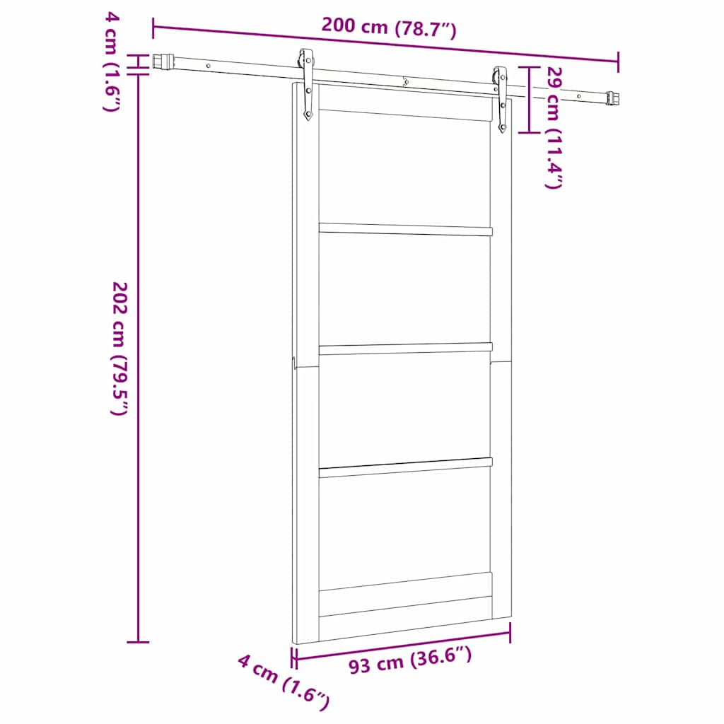 Csúszó ajtó Fehér és fekete 93 x 202 cm Tömör fenyőfa és üveg