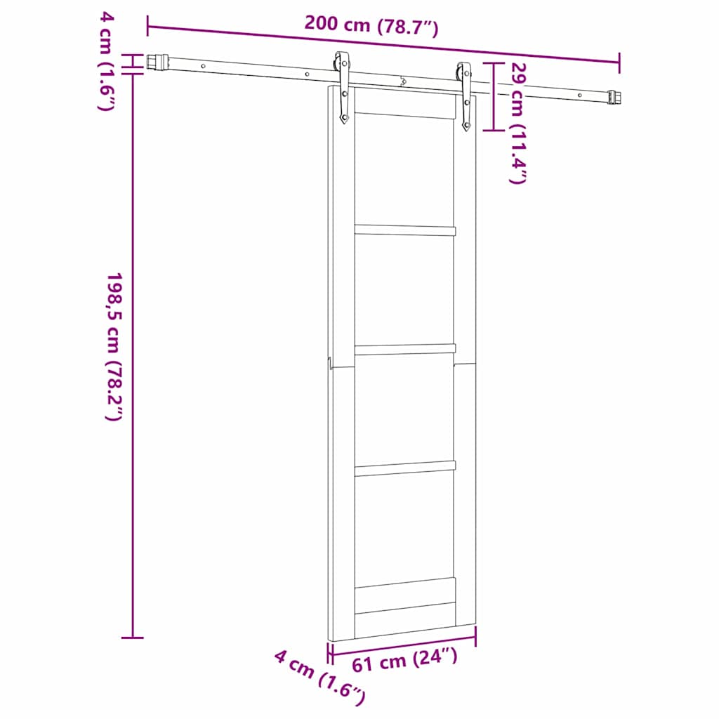 Csúszó ajtó Fehér 61 x 198,5 cm Tömör fenyőfa és üveg