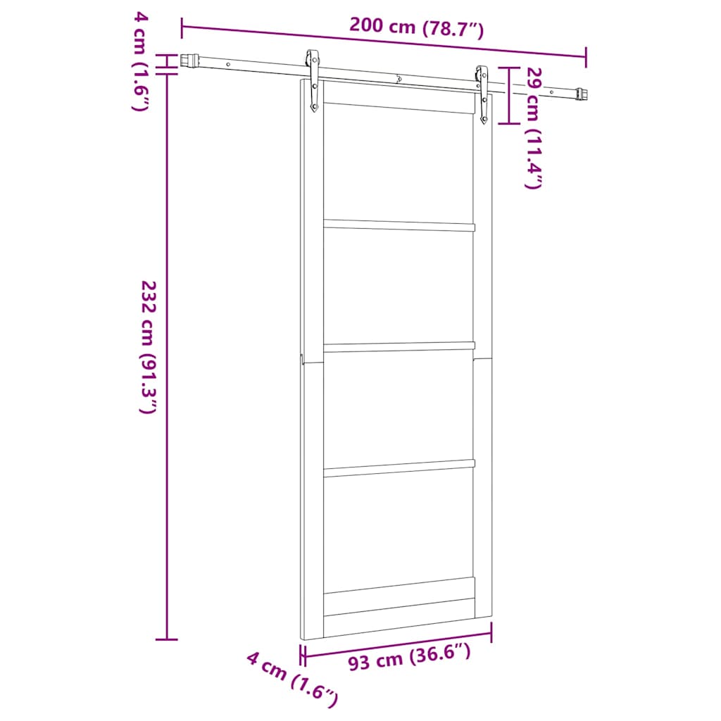 Csúszó ajtó Természetes 93 x 232 cm Tömör fenyőfa és üveg