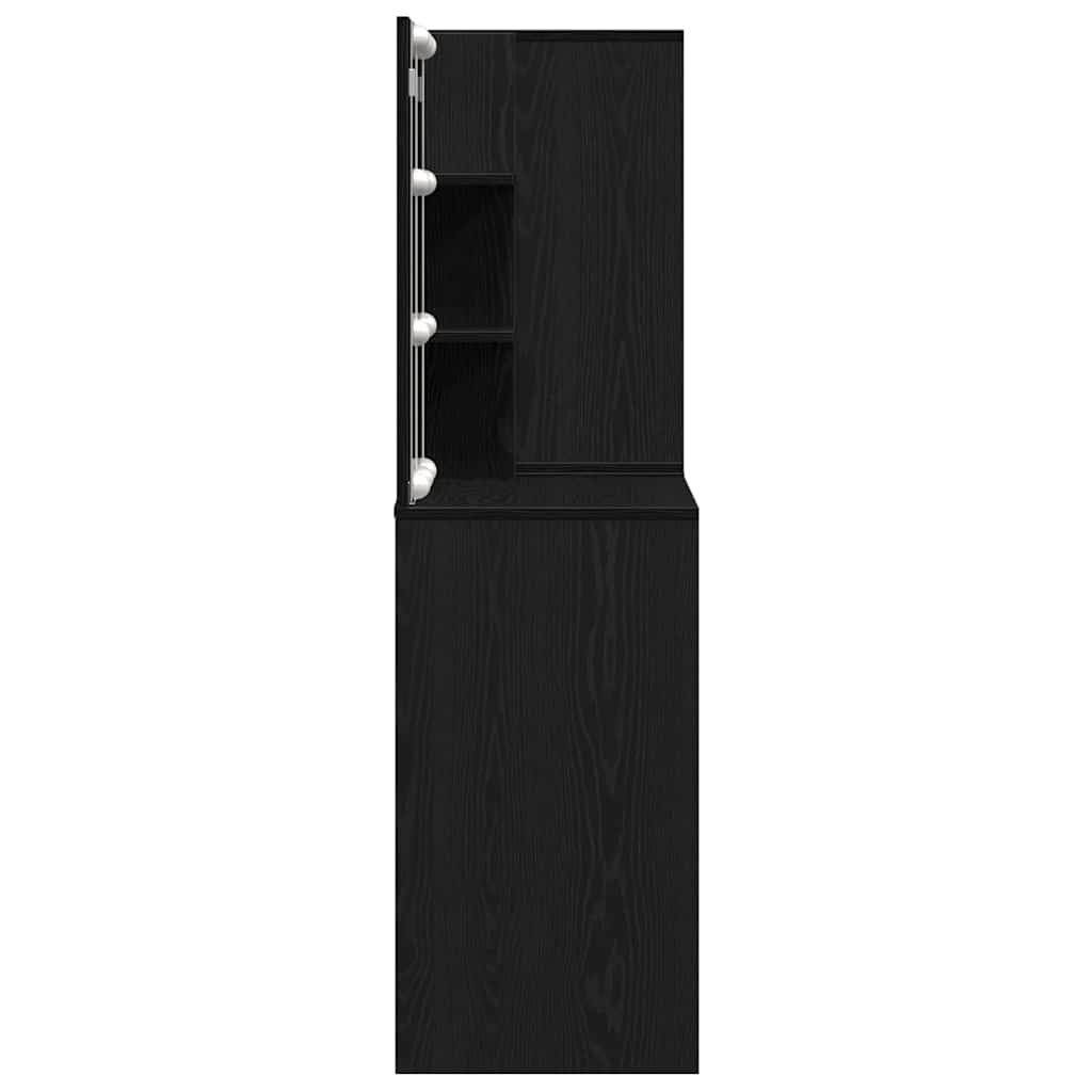 LED Sminkasztal Szett Fekete tölgy 140 x 40 x 140 cm Szerelt Fa