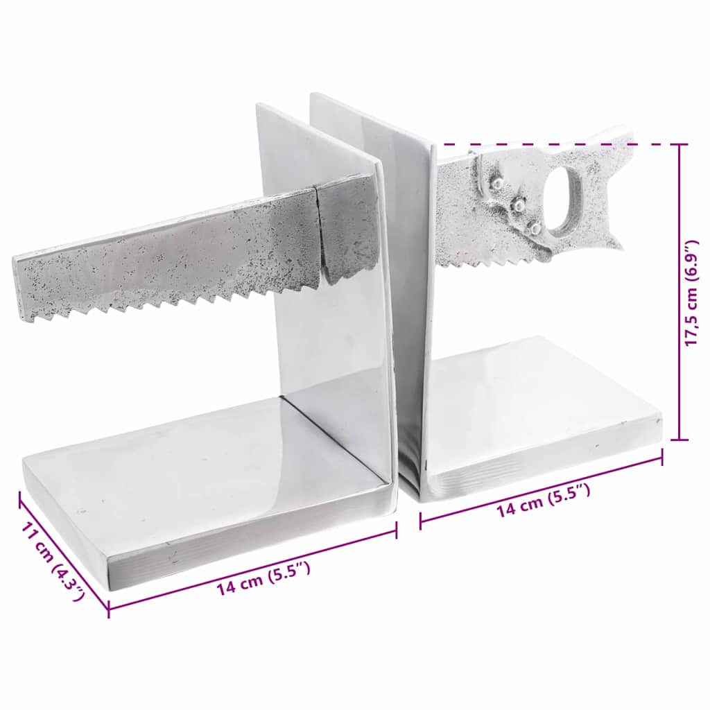 Könyvtámaszok 2 pcs Ezüst 11 x 14 x 17,5 cm Alumínium