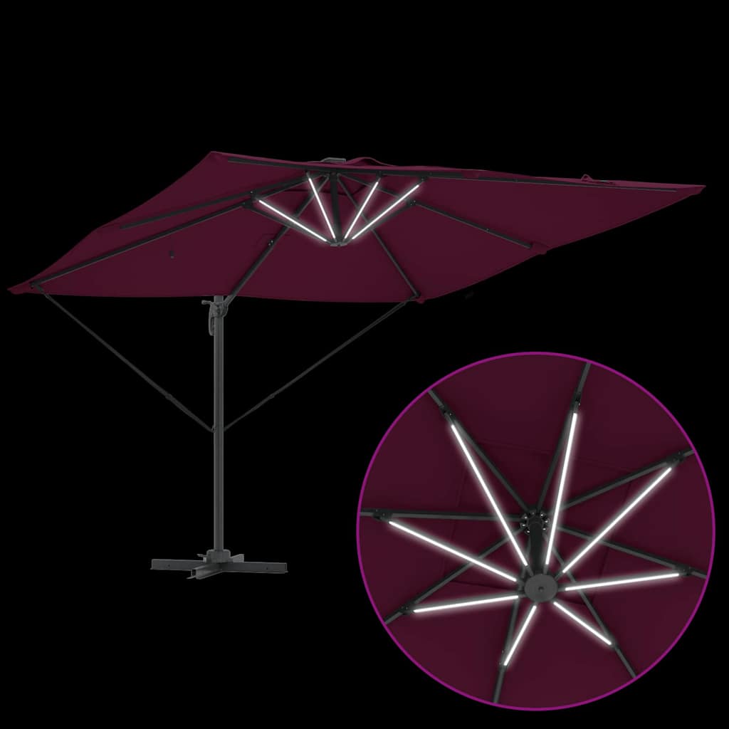 Napernyő LED -es lámpákkal Bordeaux piros 286 x 284 x 270 cm