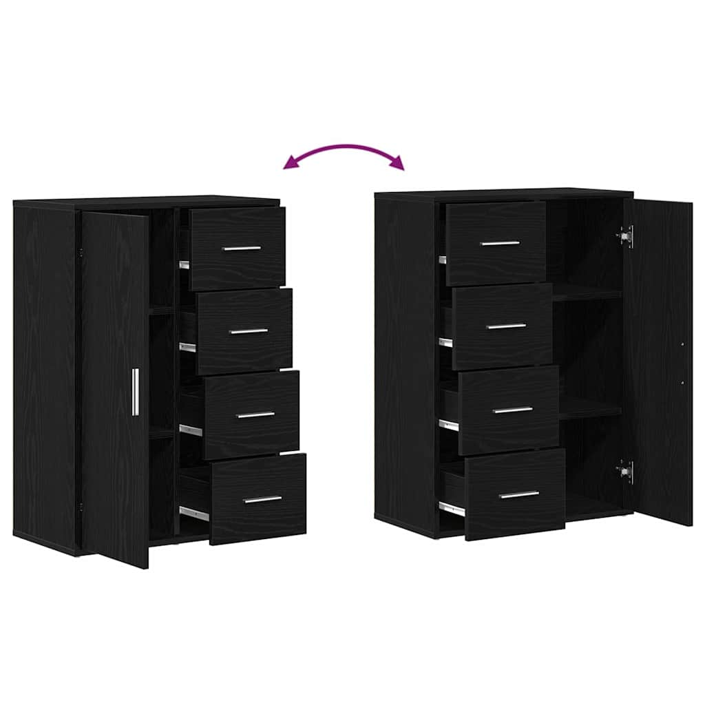 Széf 2 pcs Fekete tölgy 60 x 31 x 84 cm Szerelt Fa