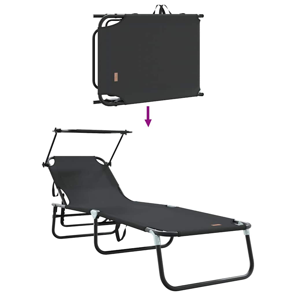 Összecsukható nyugágy 2 pcs Fekete 190 x 57 x 81 cm oxford