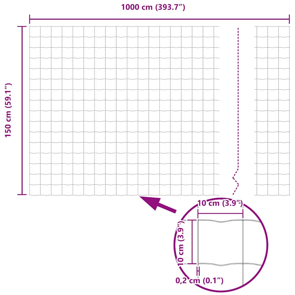 Európai Kerítés 1,5 x 10 m PVC-bevonatú vas
