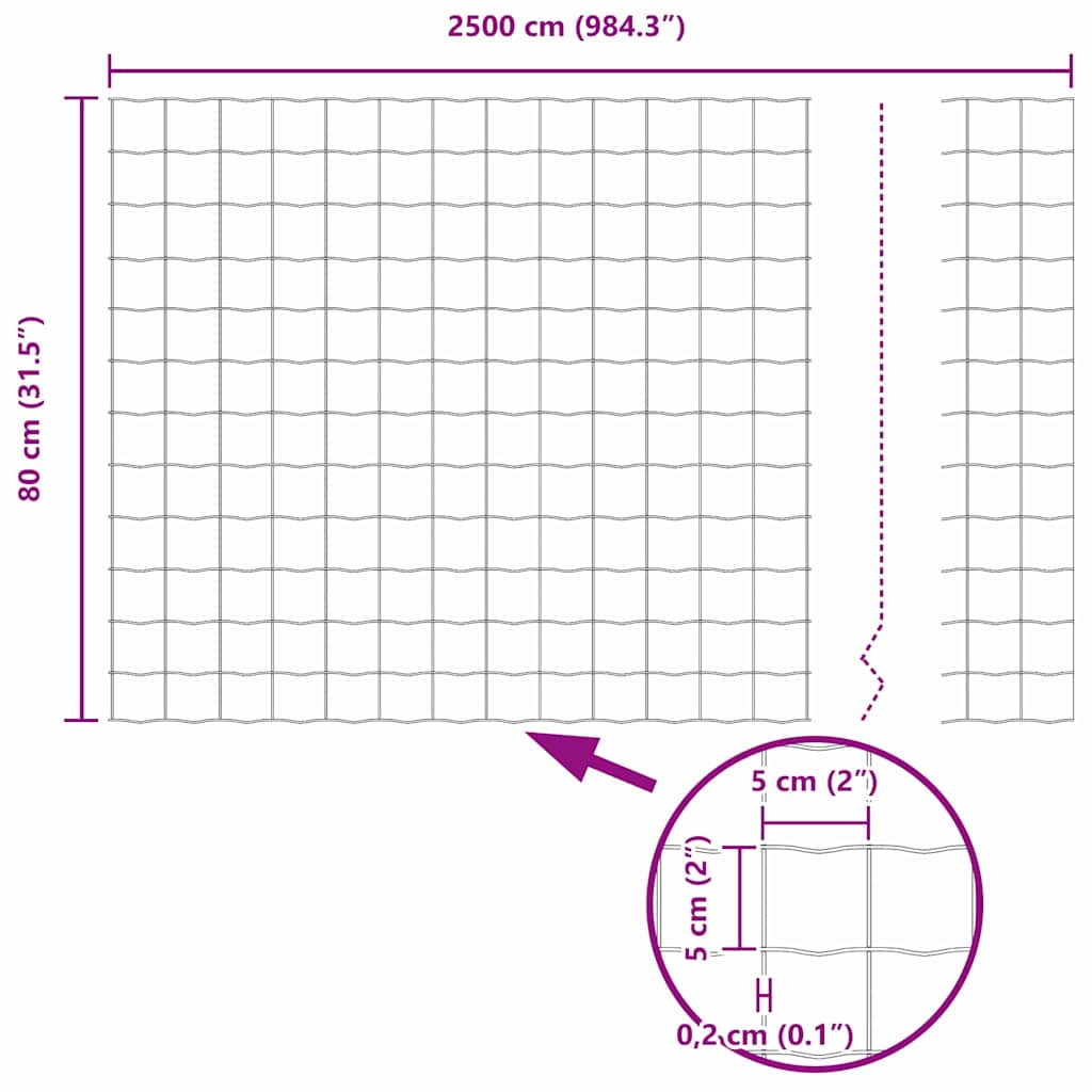 Európai Kerítés 0,8 x 25 m PVC-bevonatú vas