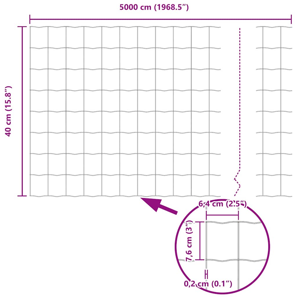 Európai Kerítés 0,4 x 50 m PVC-bevonatú vas
