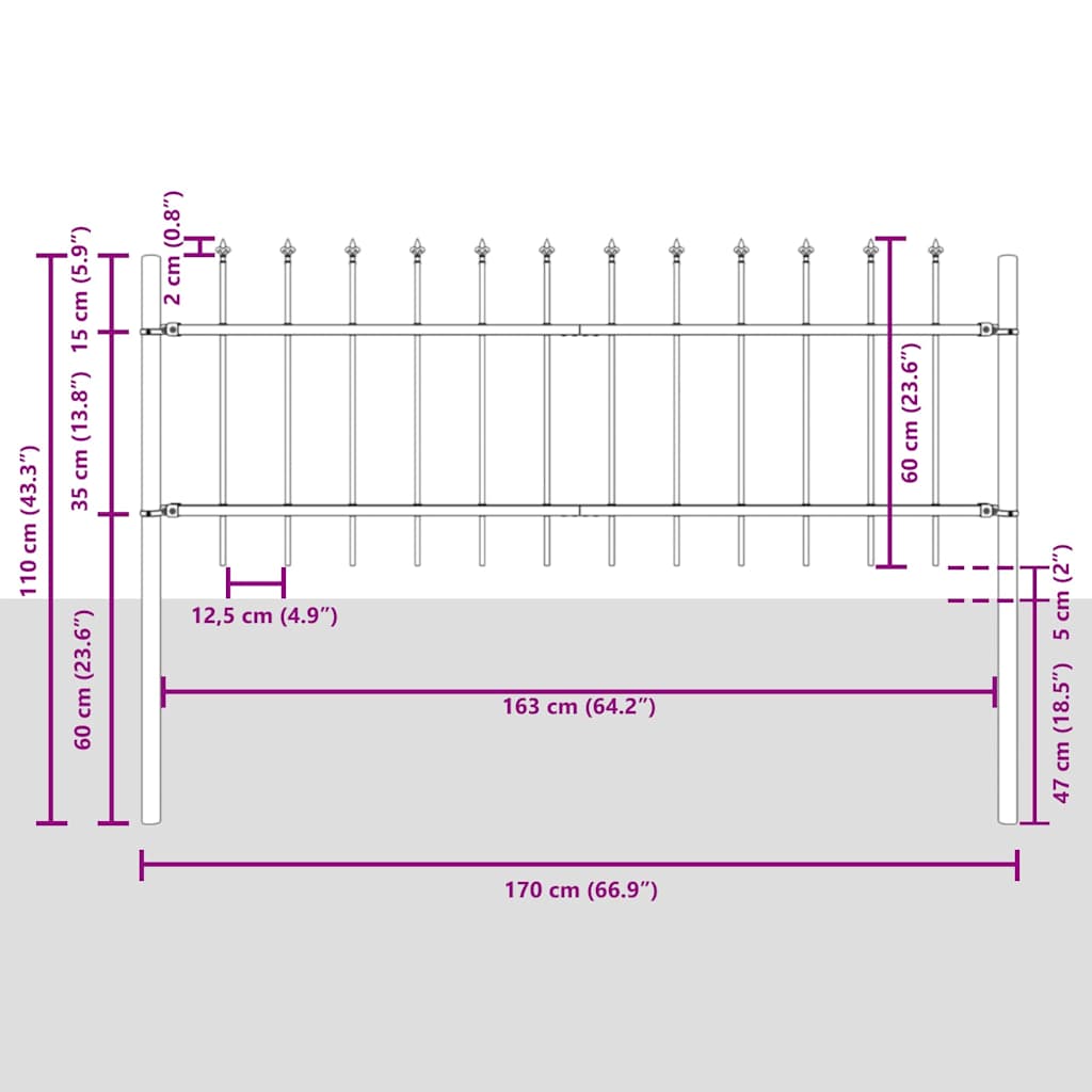 Kerti Kerítés Woerden Fehér 1,7 x 0,6 m Porfestett acél
