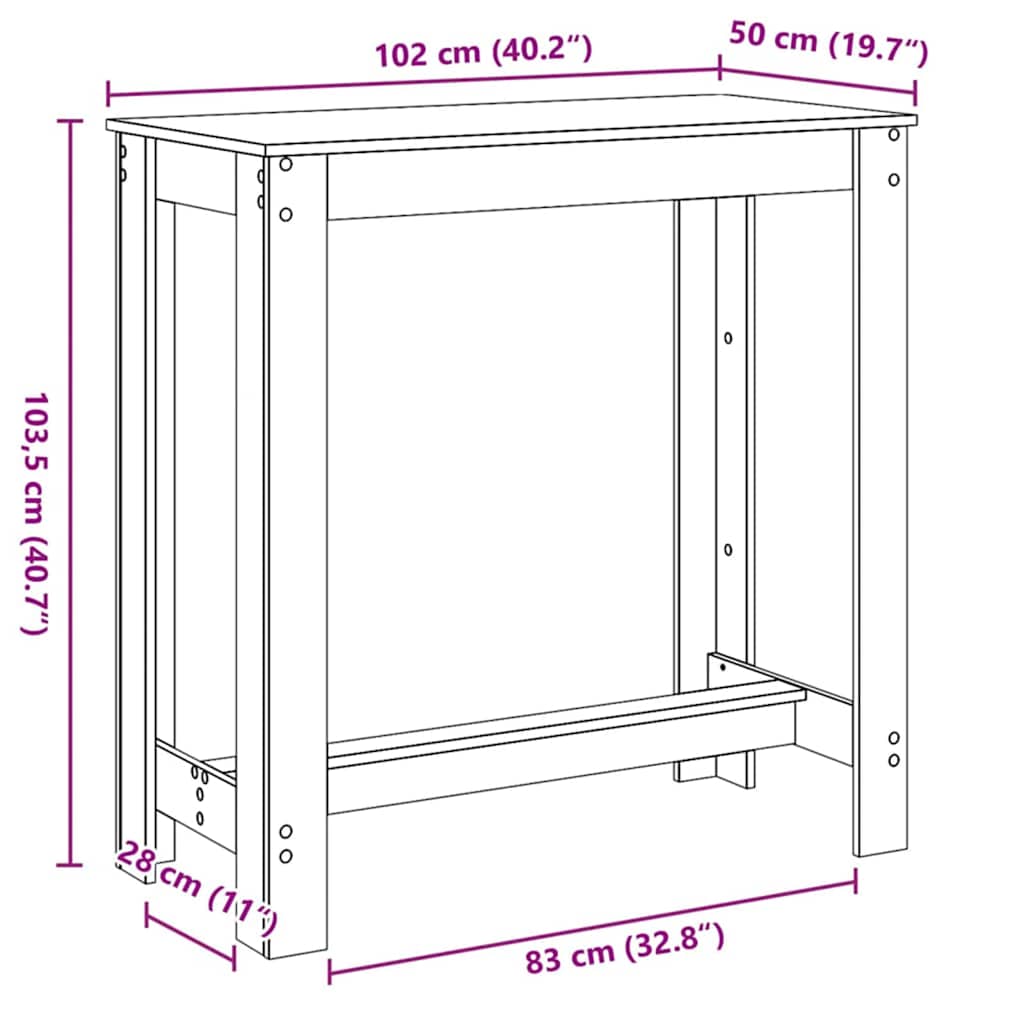 Bárasztal 102 x 50 x 103.5 cm Szerelt Fa Fekete tölgy