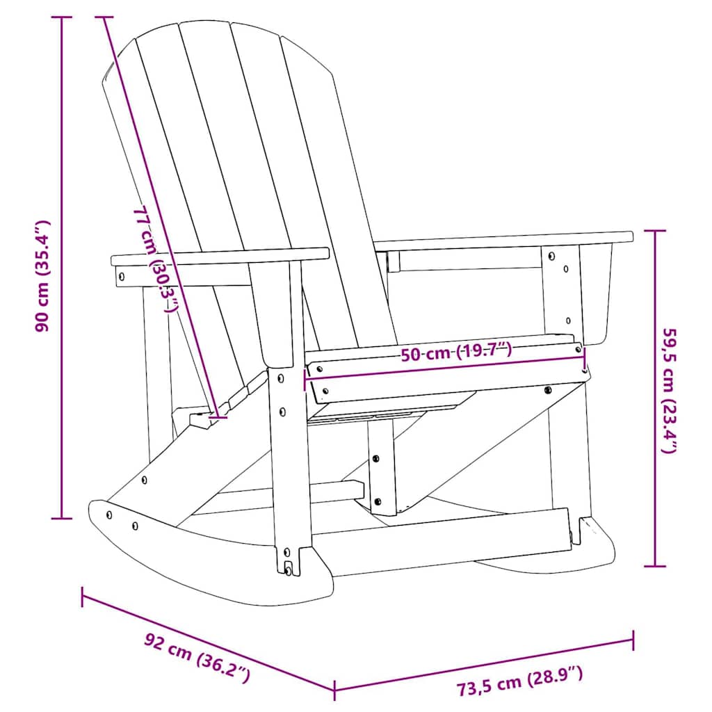 Adirondack hintaszék Világosszürke HDPE