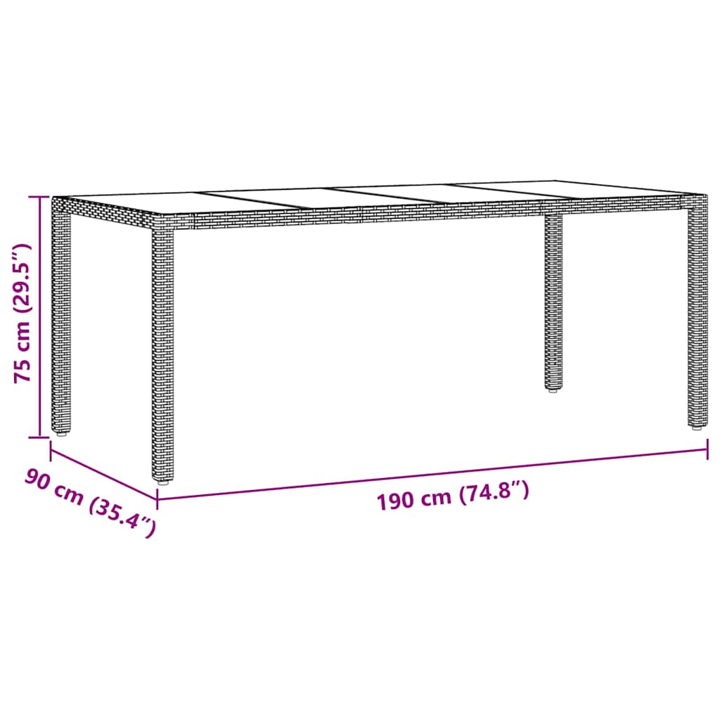 Kert étkező szett 7 pcs Barna polirattan