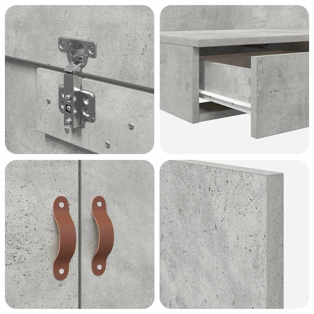 Ágykeret tárolóval fiókkal Beton Szürke 100 cm Faanyag