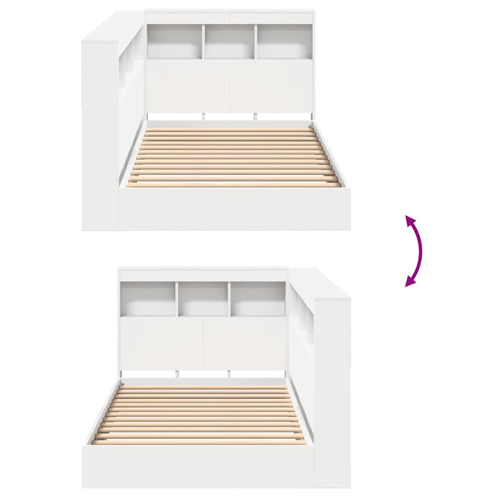 Könyvespolcos Ágy polcokkal Fehér 90 x 190 cm Szerelt Fa