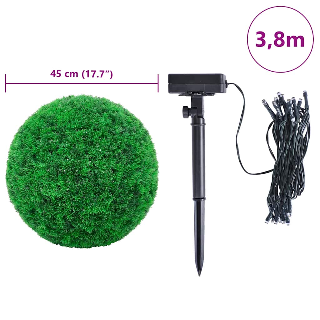 2 db zöld mesterséges boxwood gömbök LED fényekkel 45 cm