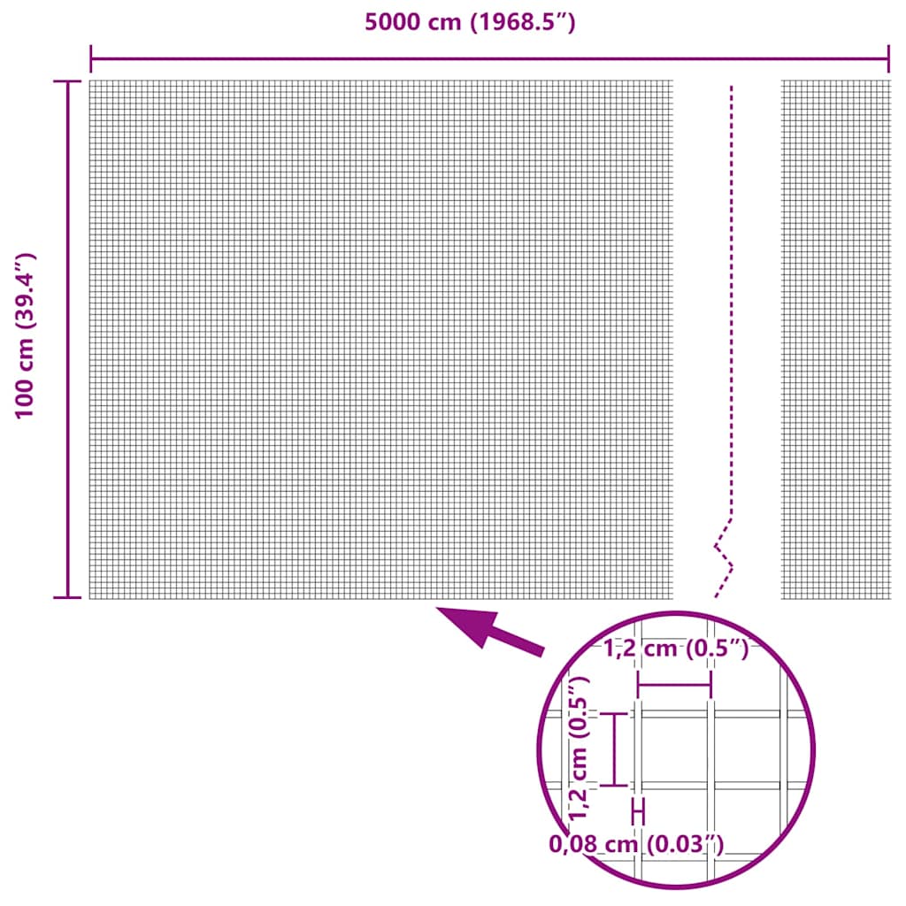 Hegesztett Drótháló Kerítés 5000 x 100 cm Szürke