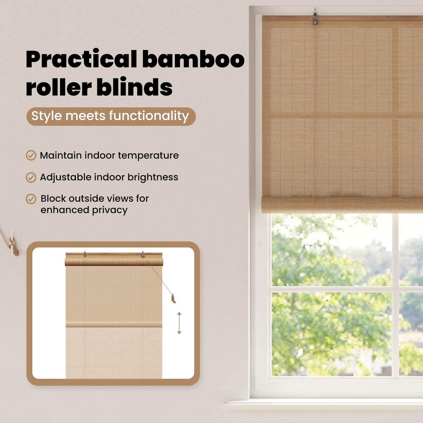 Roletta Barna 120 x 220 cm Bambusz