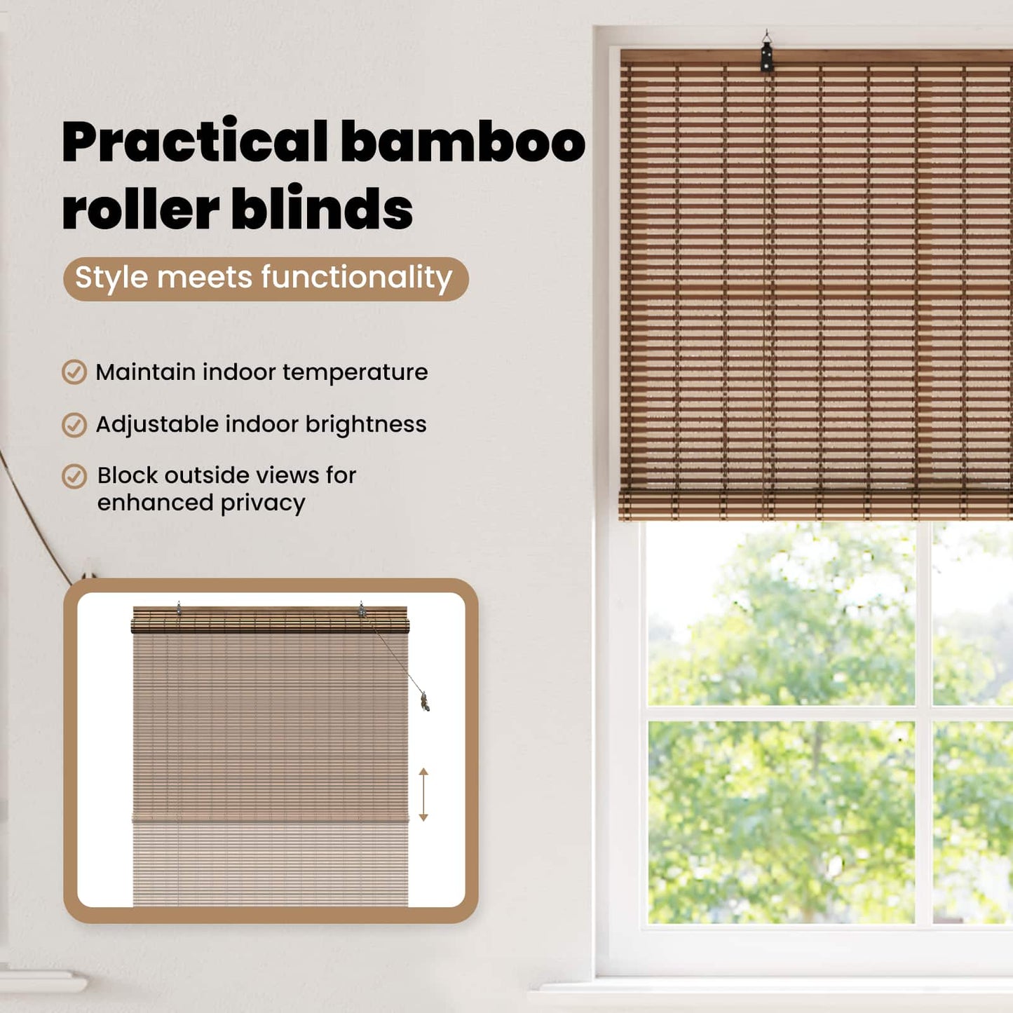Roletta Barna 150 x 220 cm Bambusz