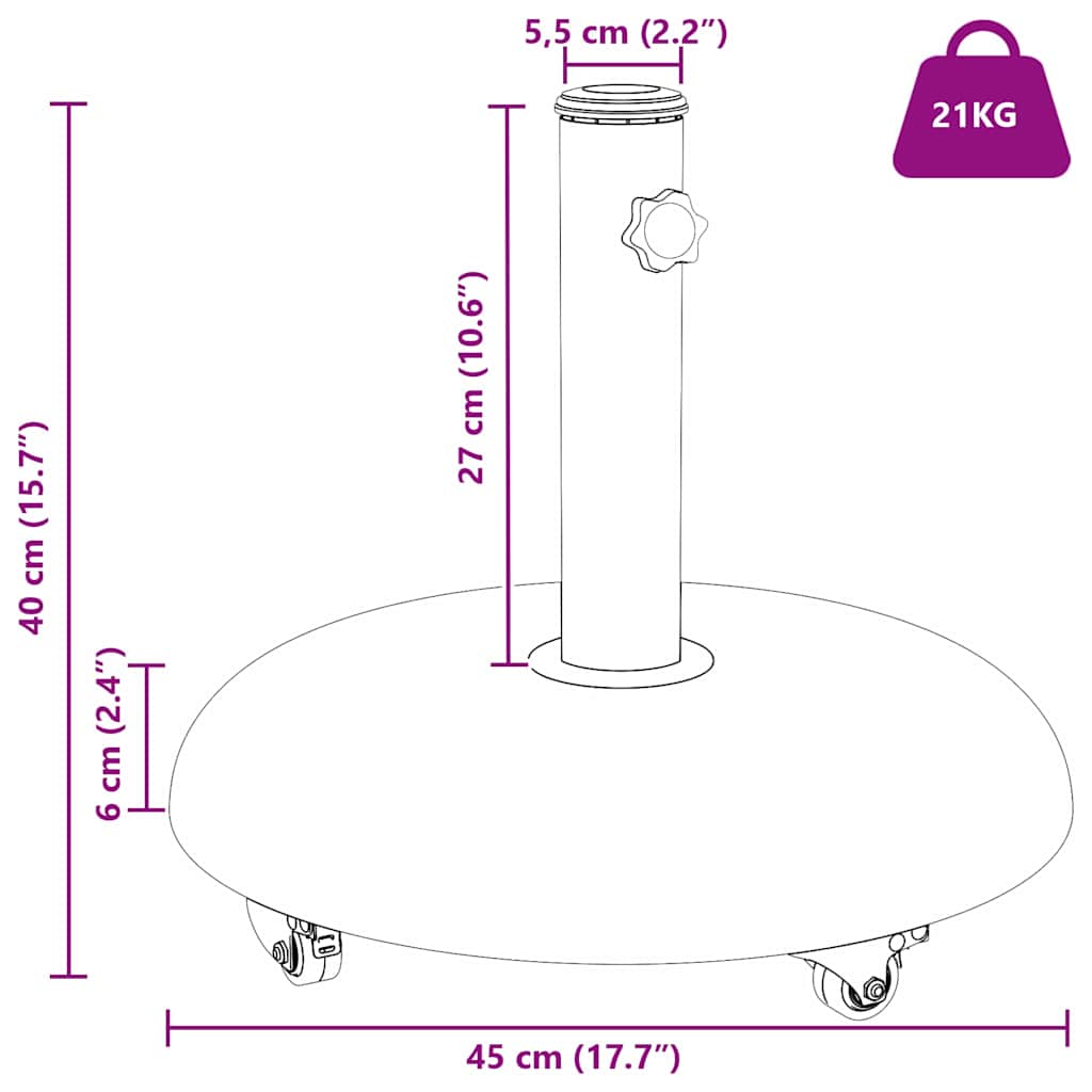 Napernyőtalp 21kg Világosszürke Beton Kerek