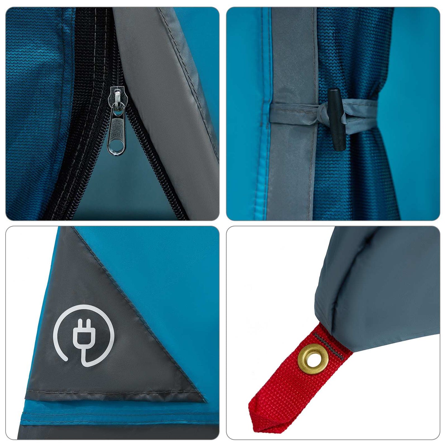 Kemping sátor szett tetővel 2 pcs Kék Taffeta és Szövet
