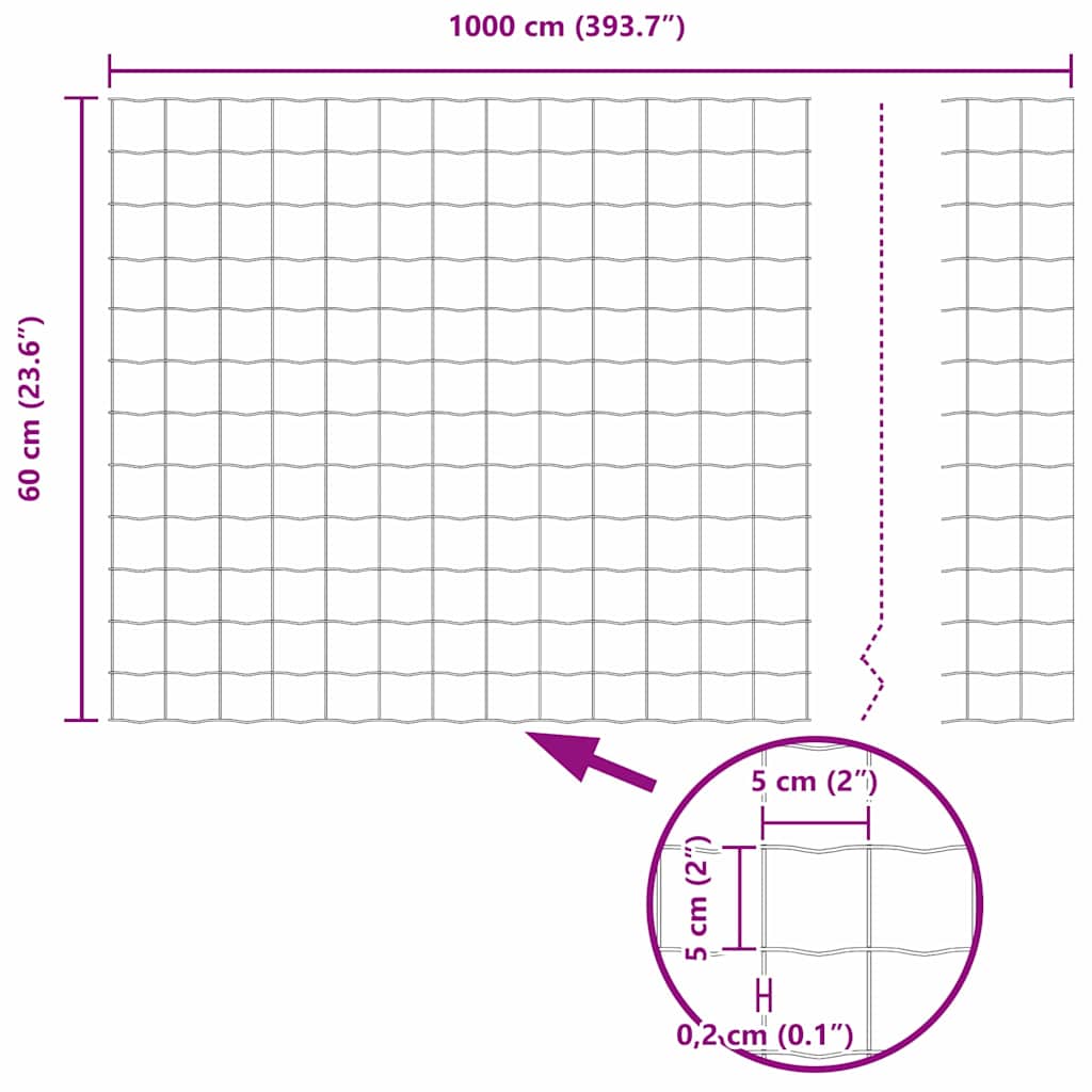 Európai Kerítés Zöld 0,6 x 10 m PVC-bevonatú vas