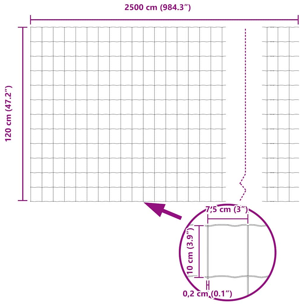 Európai Kerítés Zöld 1,2 x 25 m PVC-bevonatú vas