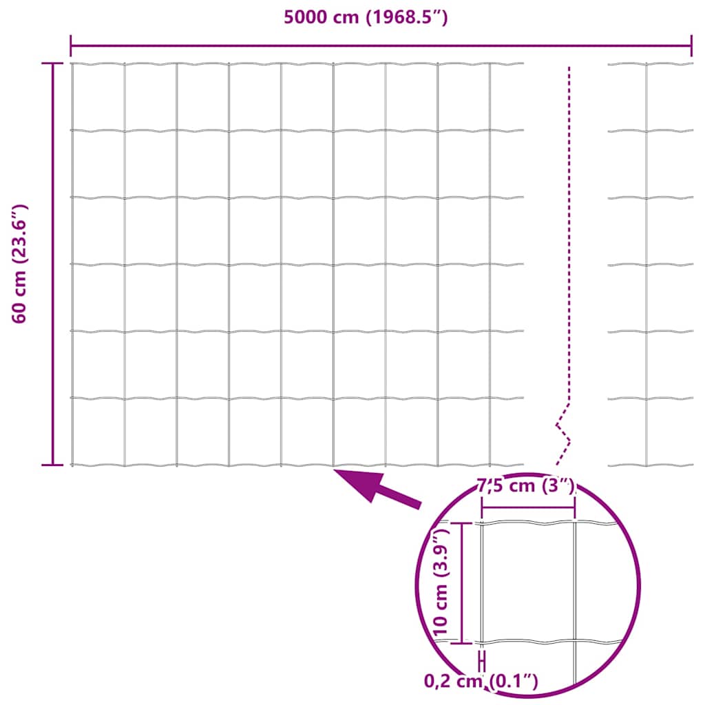 Európai Kerítés Zöld 0,6 x 50 m PVC-bevonatú vas