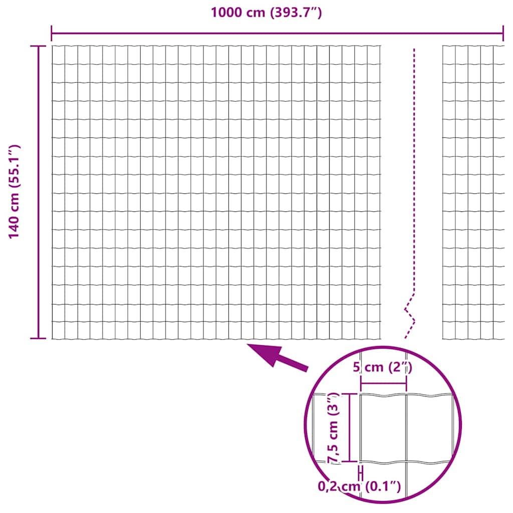 Európai Kerítés Szürke 1,4 x 10 m PVC-bevonatú vas