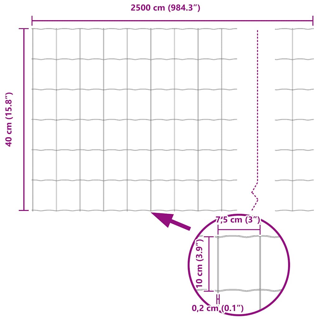 Európai Kerítés Szürke 0,4 x 25 m PVC-bevonatú vas