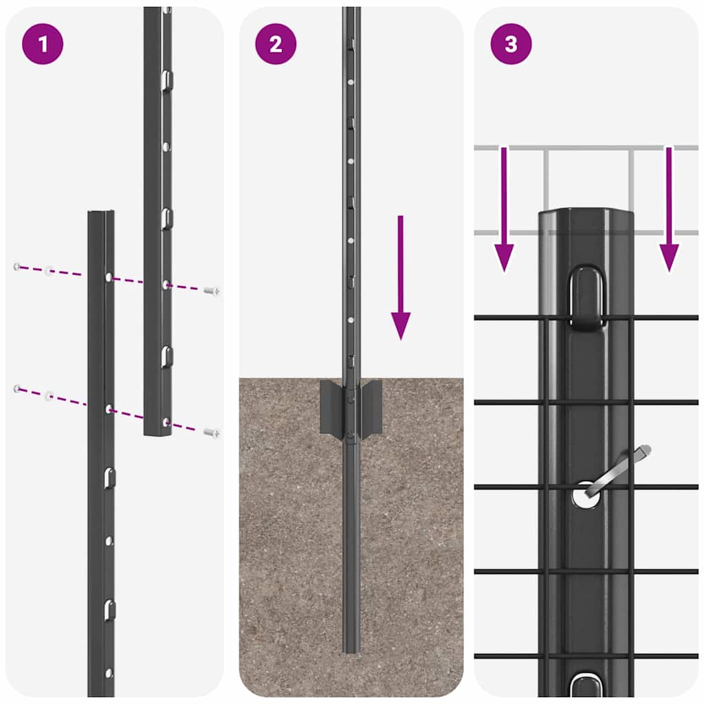 Hegesztett drótkerítés oszlopokkal 50 x 1,2 m Szürke Háló