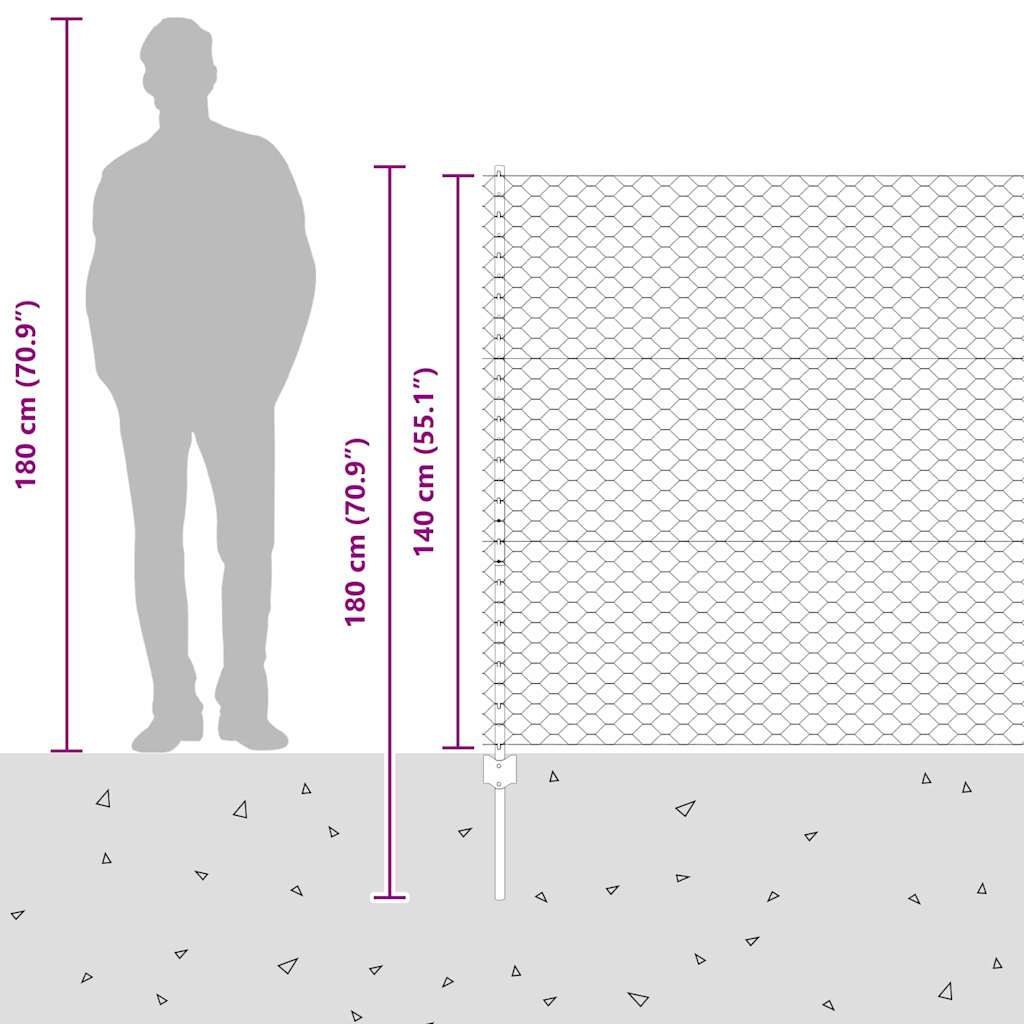 Hatszögletű kerítés oszlopokkal 25 x 1,4 m Horganyzott Acél