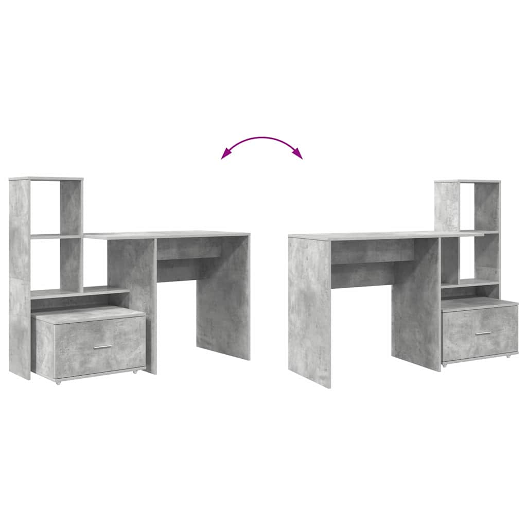 Asztal Beton Szürke Szerelt Fa 131,5 x 50 x 106,5 cm