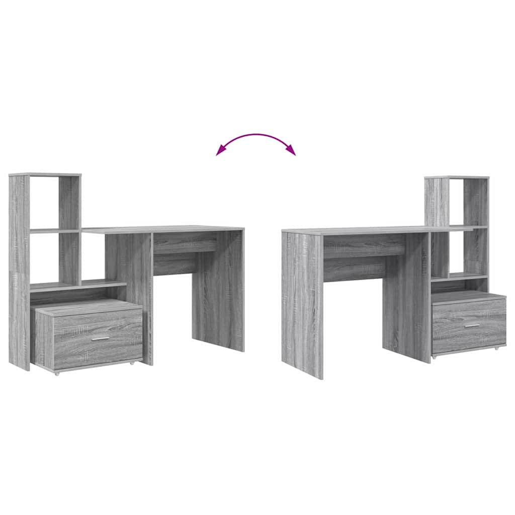 Asztal fiókkal Szürke Sonoma 131,5 x 50 x 106,5 cm Faanyag