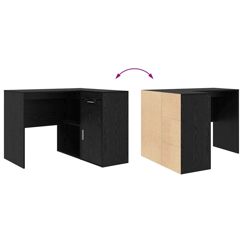 Sarokíróasztal fiókkal Fekete tölgy 102 x 88 x 75 cm