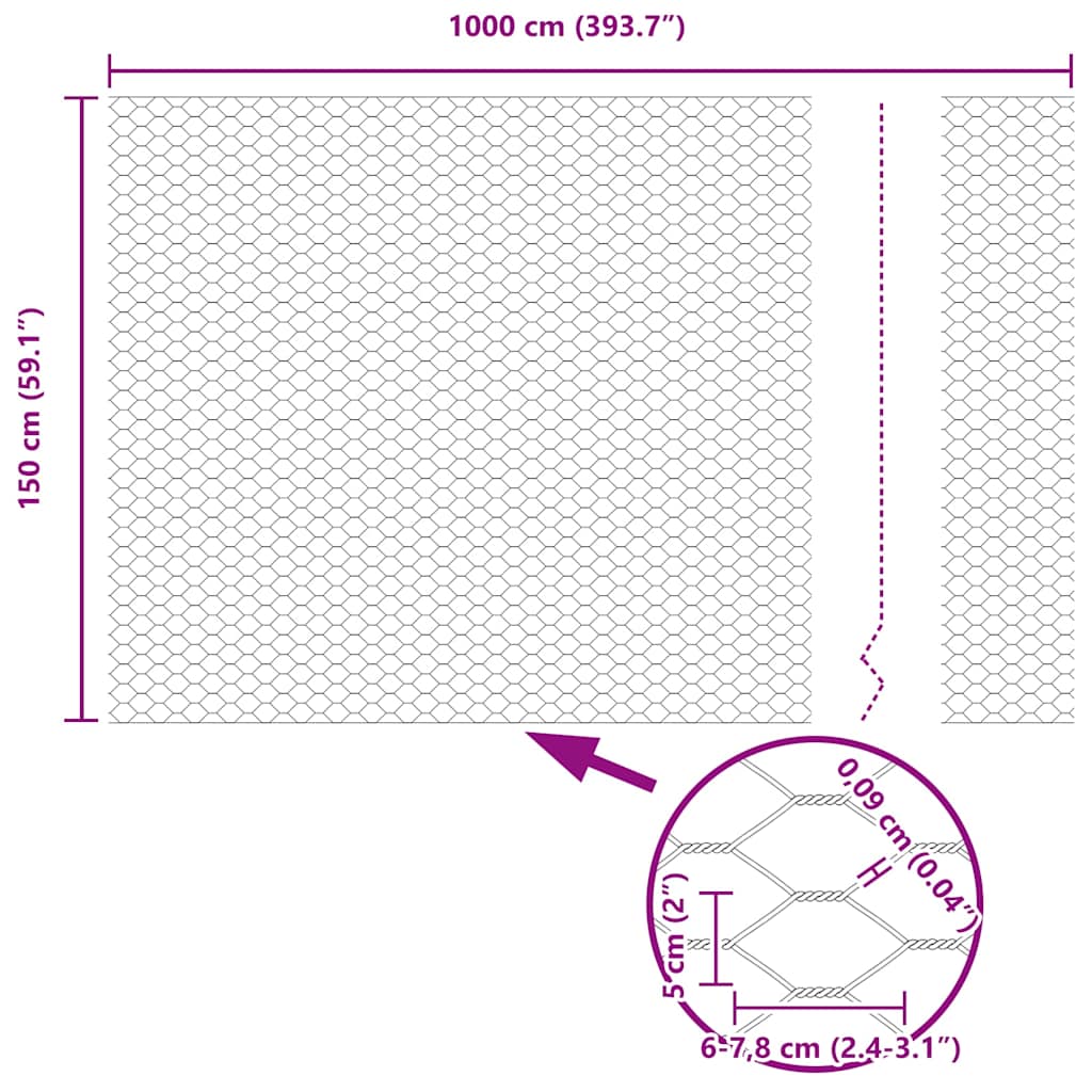 Hexagon kerítés Zöld 1,5 x 10 m PVC