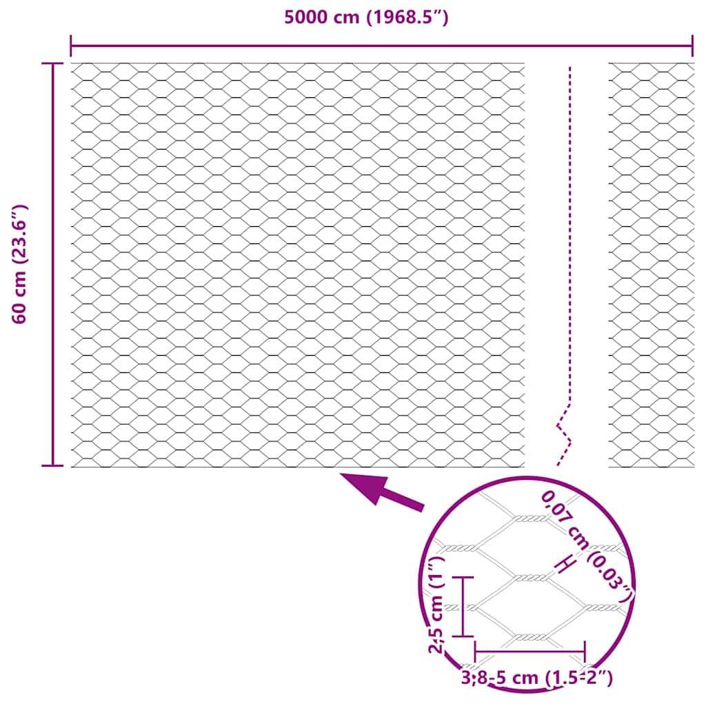 Hexagon kerítés Zöld 0,6 x 50 m PVC