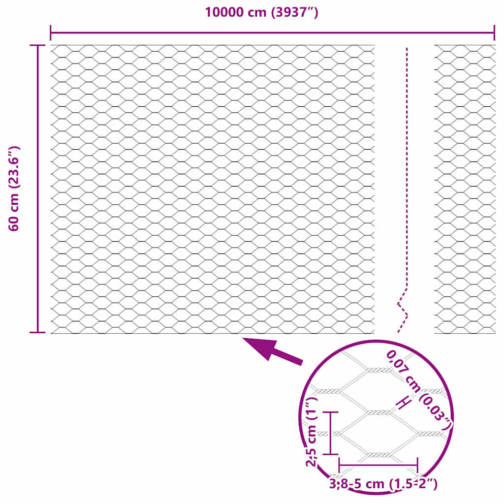 Hexagon kerítés Zöld 0,6 x 100 m PVC