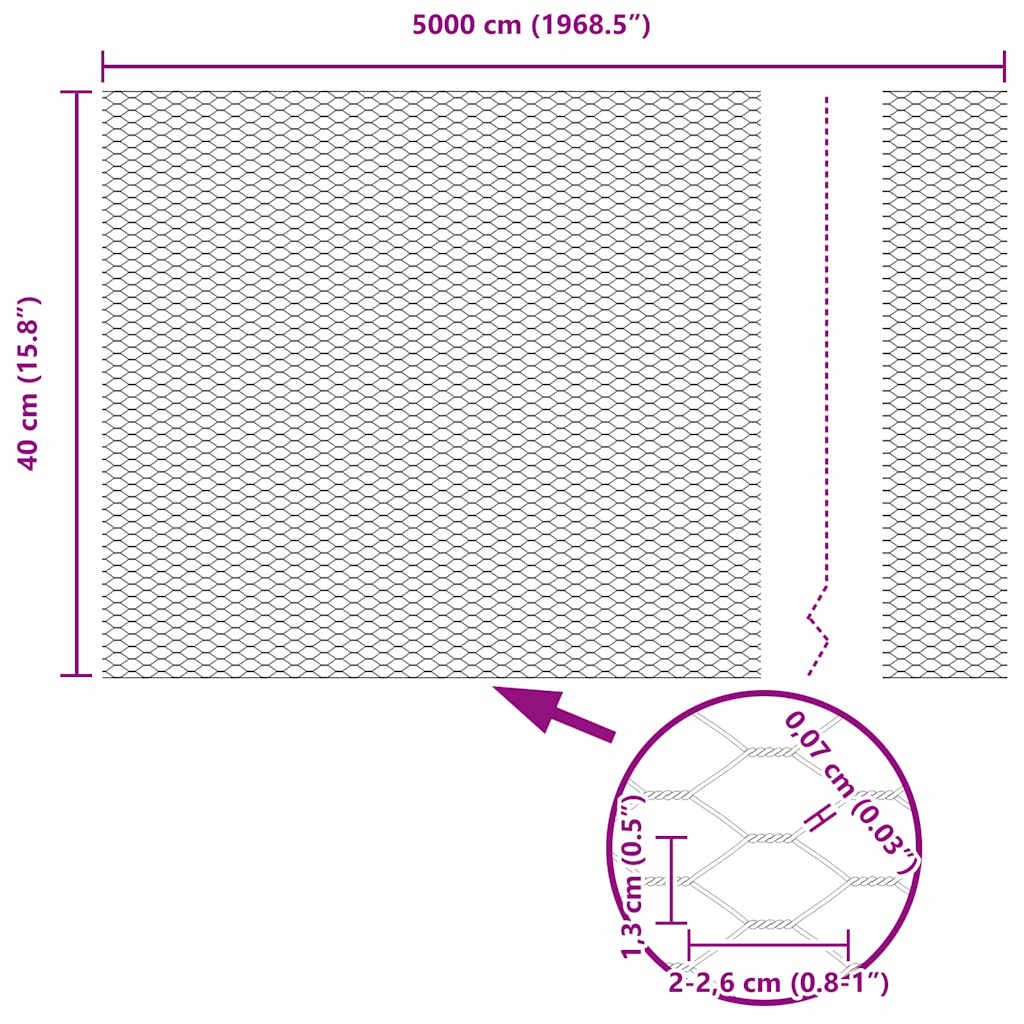 Hexagon kerítés Szürke 0,4 x 50 m PVC