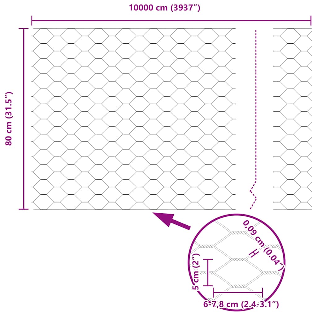 Hexagon kerítés Szürke 0,8 x 100 m PVC