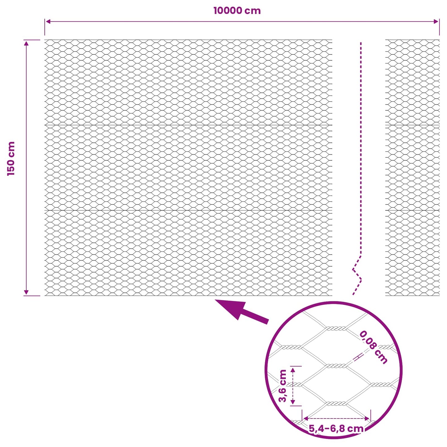 Hexagon kerítés Szürke 1,5 x 100 m PVC