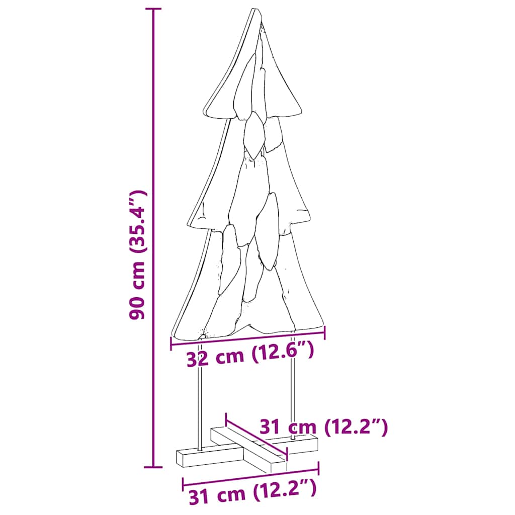 Karácsonyfa állvánnyal Barna 90 cm Tömör tíkfa