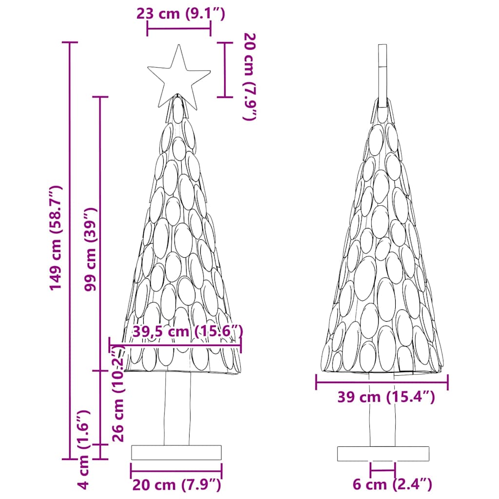 Karácsonyfa állvánnyal Barna 149 cm Tömör tíkfa