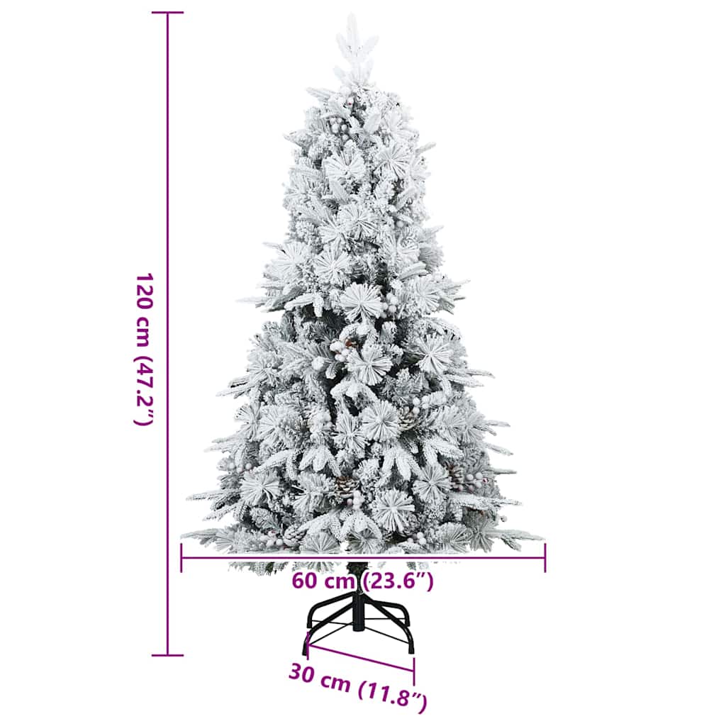Műanyag Rugalmas Karácsonyfát Havas Flokkal Fehér 120 cm
